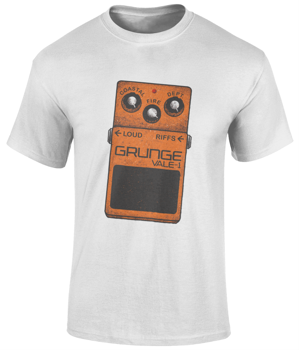 COASTAL FIRE DEPT GRUNGE PEDAL DESIGN  Material: 100% cotton.  Seamless twin needle collar. Taped neck and shoulders. Tubular body. Twin needle sleeves and hem. Many sizes and colours available